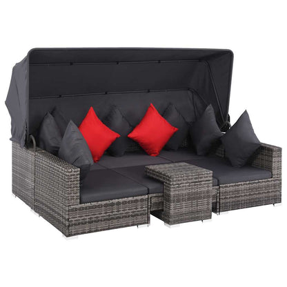 Set Divani da Giardino 7 pz con Cuscini in Polyrattan Grigio | homemem39