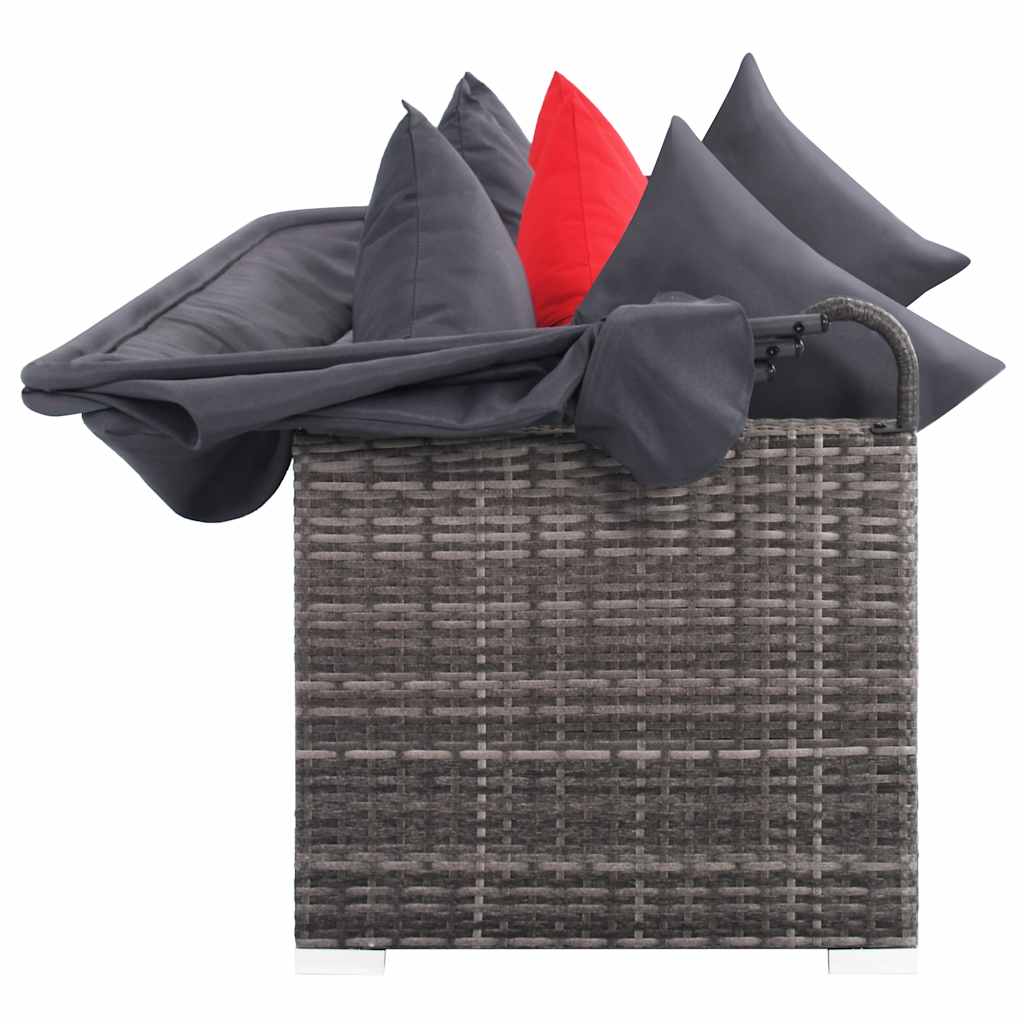Set Divani da Giardino 7 pz con Cuscini in Polyrattan Grigio | homemem39