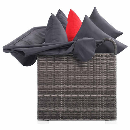 Set Divani da Giardino 7 pz con Cuscini in Polyrattan Grigio | homemem39