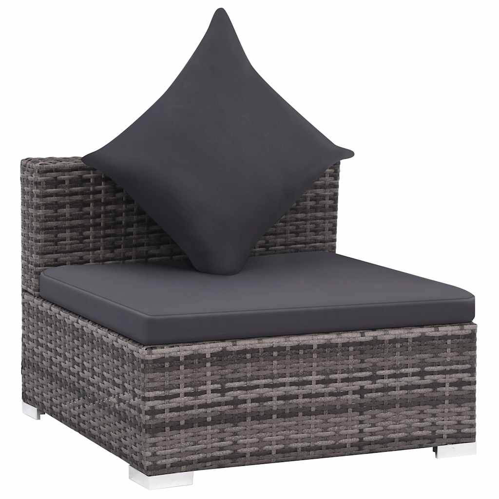 Set Divani da Giardino 7 pz con Cuscini in Polyrattan Grigio | homemem39