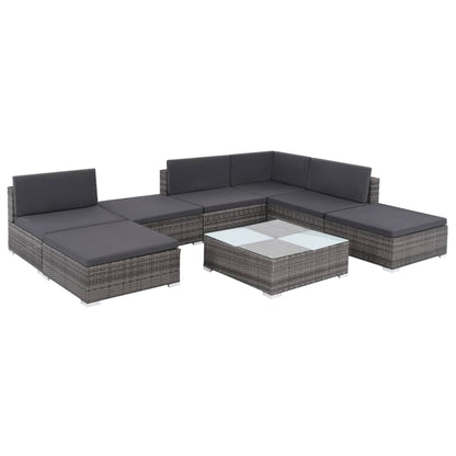 Set Divani da Giardino 8 pz con Cuscini in Polyrattan Grigio | homemem39