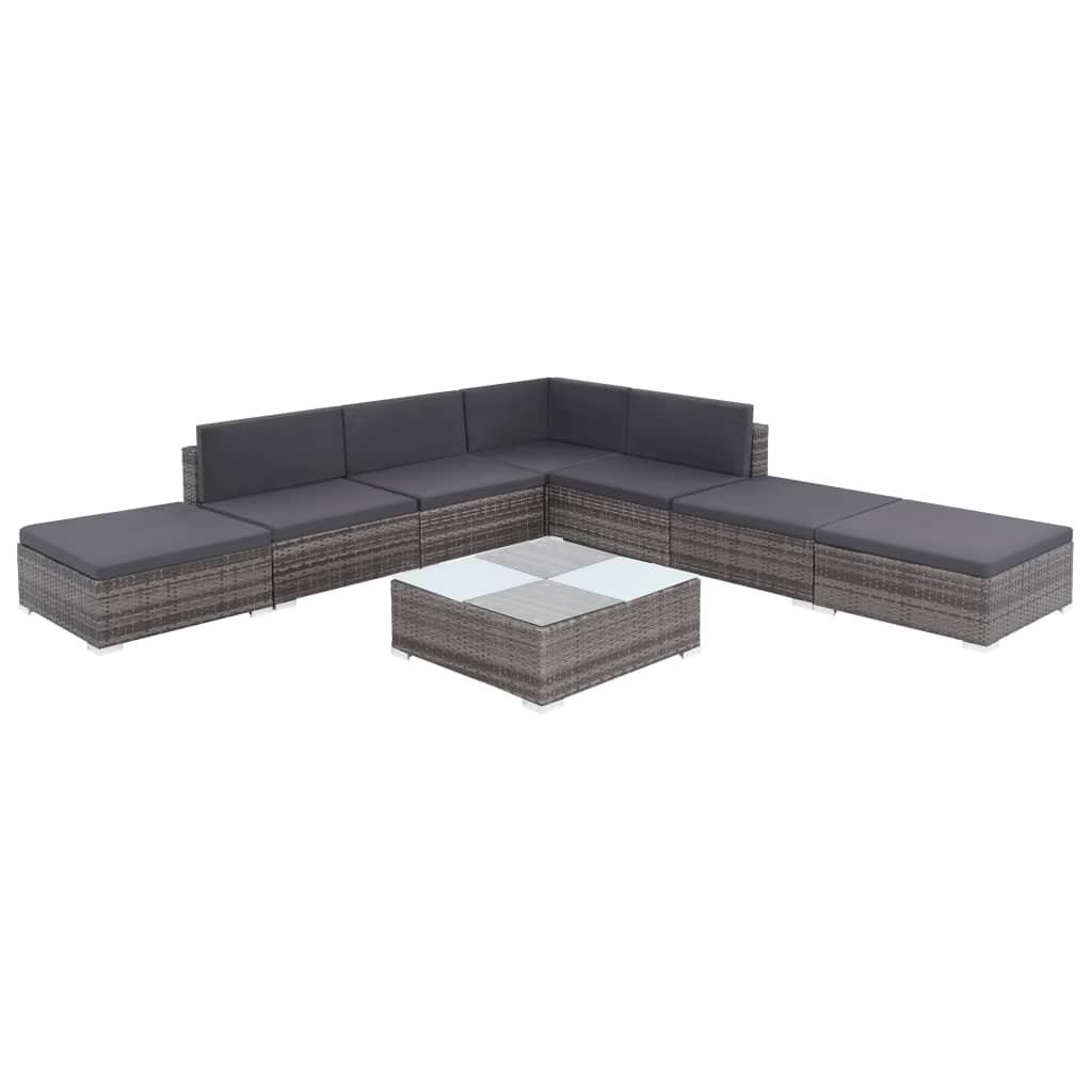Set Divani da Giardino 8 pz con Cuscini in Polyrattan Grigio | homemem39