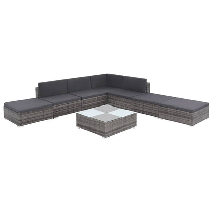 Set Divani da Giardino 8 pz con Cuscini in Polyrattan Grigio | homemem39