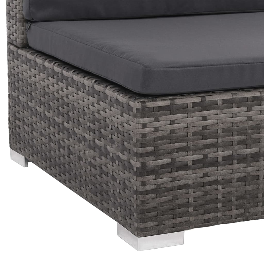 Set Divani da Giardino 8 pz con Cuscini in Polyrattan Grigio | homemem39