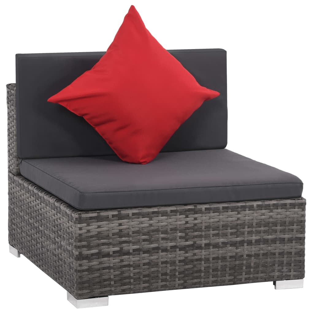 Set da Giardino 8 pz con Cuscini in Polyrattan Grigio | homemem39