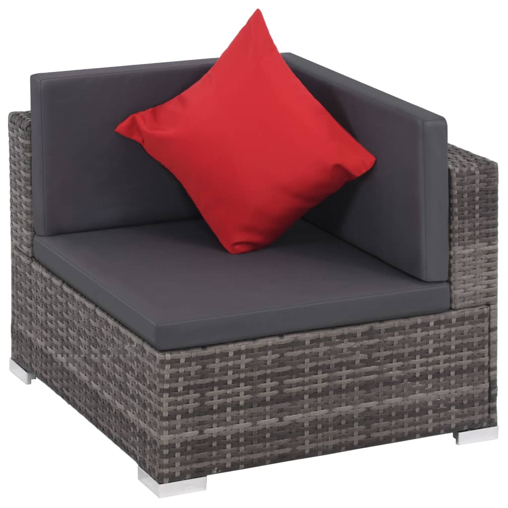 Set da Giardino 8 pz con Cuscini in Polyrattan Grigio | homemem39