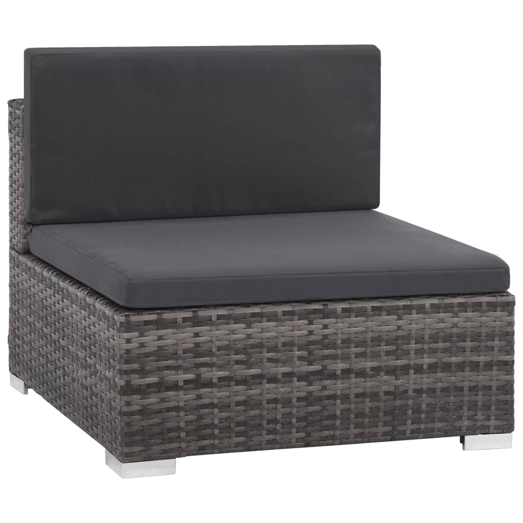 Set da Giardino 6 pz con Cuscini in Polyrattan Grigio | homemem39