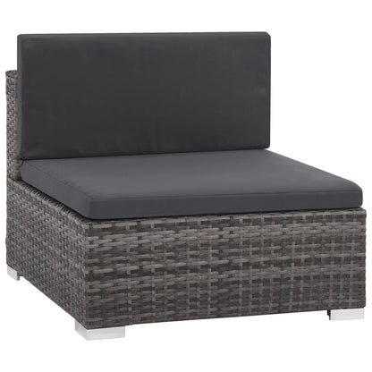 Set da Giardino 6 pz con Cuscini in Polyrattan Grigio | homemem39