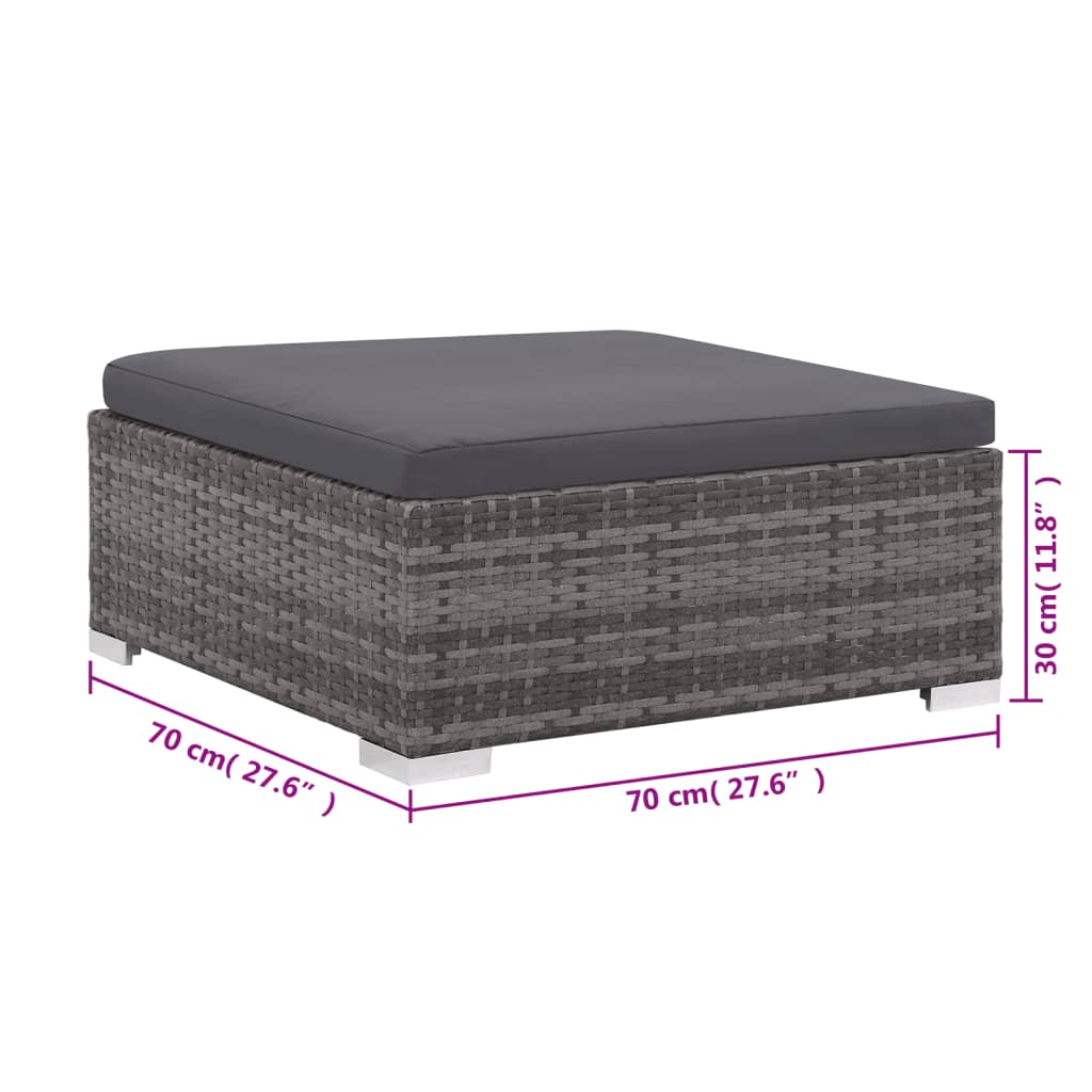 Set da Giardino 6 pz con Cuscini in Polyrattan Grigio | homemem39