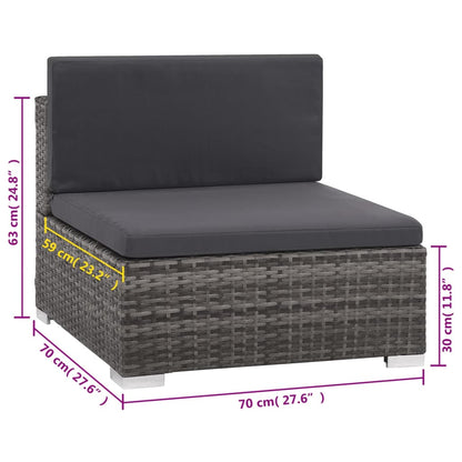 Set da Giardino 6 pz con Cuscini in Polyrattan Grigio | homemem39