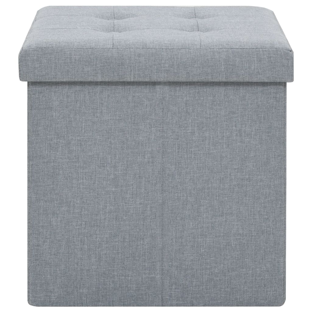 Pouf Pieghevole con Contenitore Grigio Chiaro in Simil Lino | homemem39