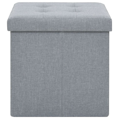 Pouf Pieghevole con Contenitore Grigio Chiaro in Simil Lino | homemem39