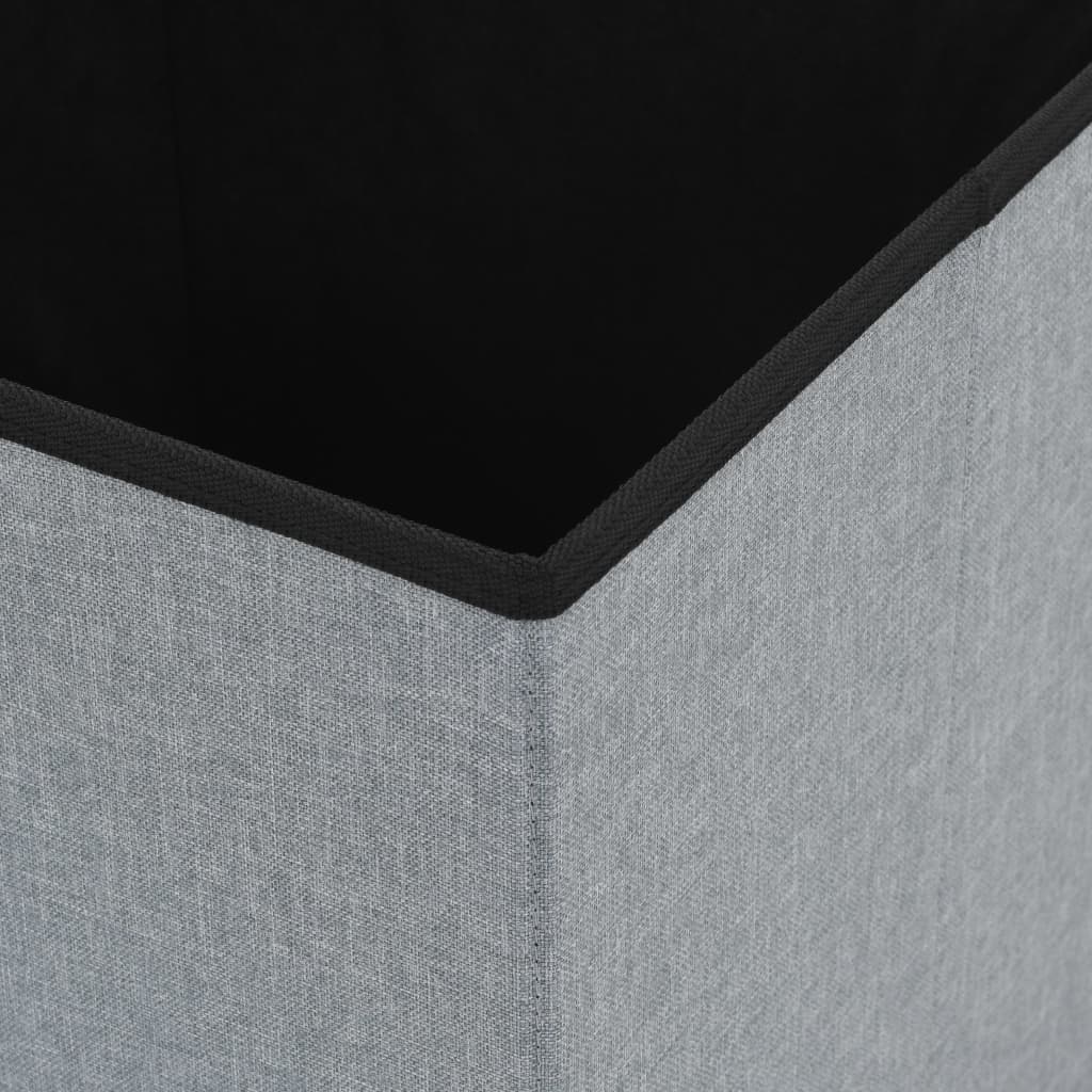 Pouf Pieghevole con Contenitore Grigio Chiaro in Simil Lino | homemem39