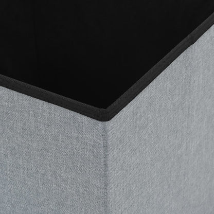 Pouf Pieghevole con Contenitore Grigio Chiaro in Simil Lino | homemem39