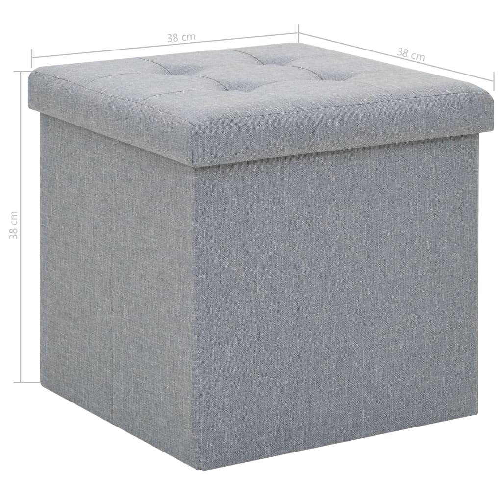 Pouf Pieghevole con Contenitore Grigio Chiaro in Simil Lino | homemem39