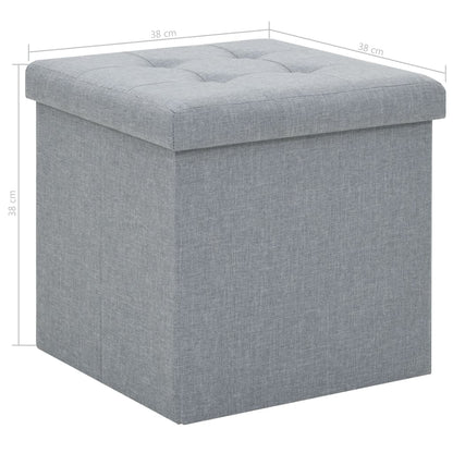 Pouf Pieghevole con Contenitore Grigio Chiaro in Simil Lino | homemem39
