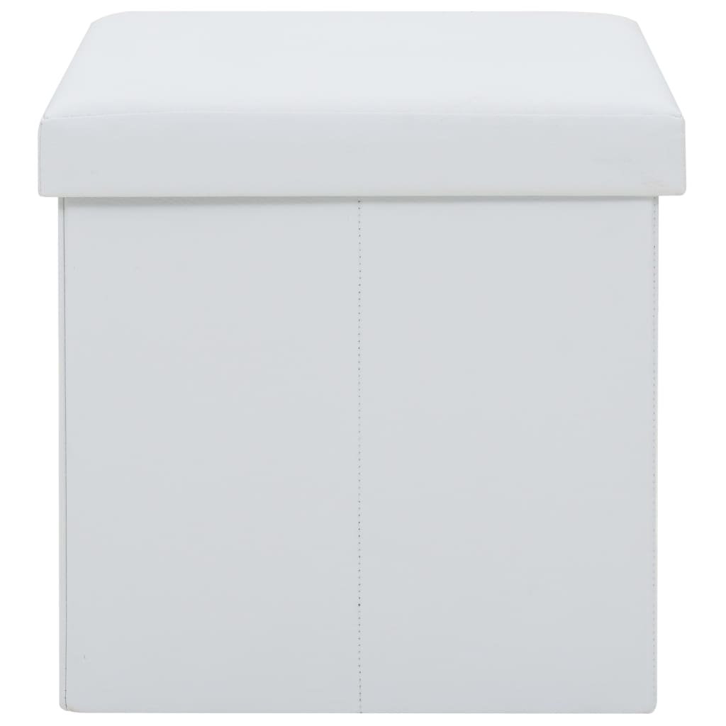 Sgabello Pieghevole con Contenitore Bianco in Similpelle | homemem39