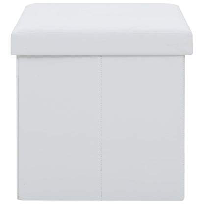 Sgabello Pieghevole con Contenitore Bianco in Similpelle | homemem39