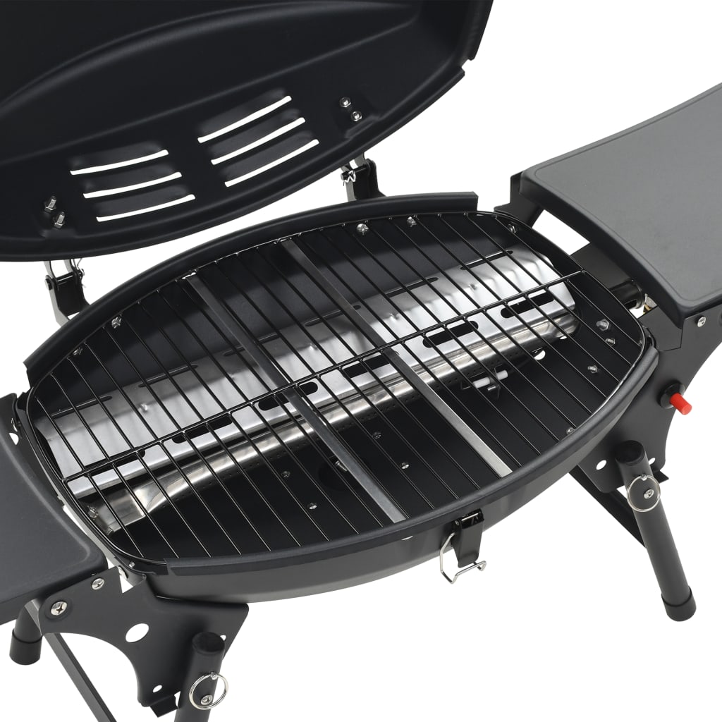 Barbecue e Griglia a Gas Portatile con Fornello Nero | homemem39