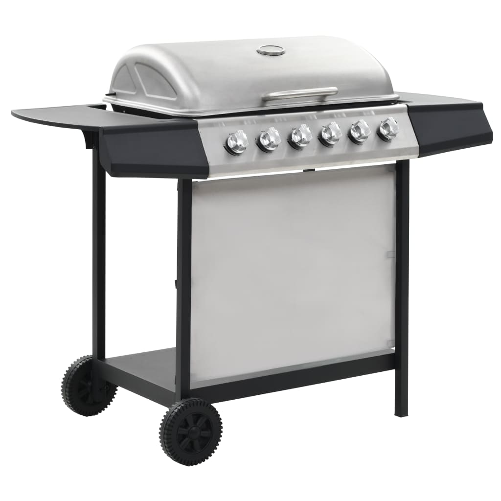 Barbecue Griglia a Gas 6 Fornelli Acciaio Inossidabile Argento - homemem39