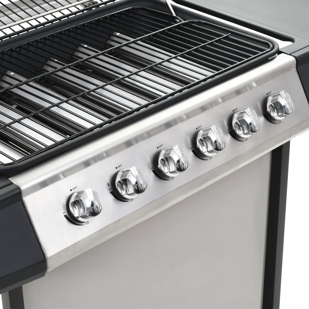 Barbecue Griglia a Gas 6 Fornelli Acciaio Inossidabile Argento - homemem39