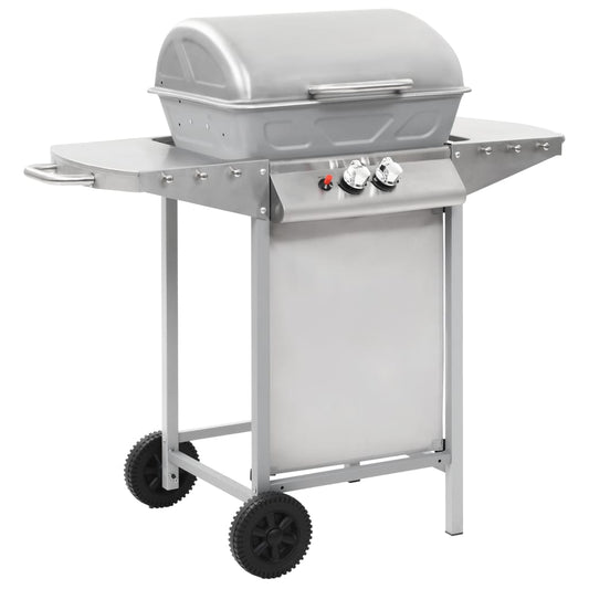 Barbecue a Gas con Griglia 2 Fornelli Argento Acciaio Inox - homemem39