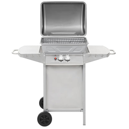 Barbecue a Gas con Griglia 2 Fornelli Argento Acciaio Inox - homemem39