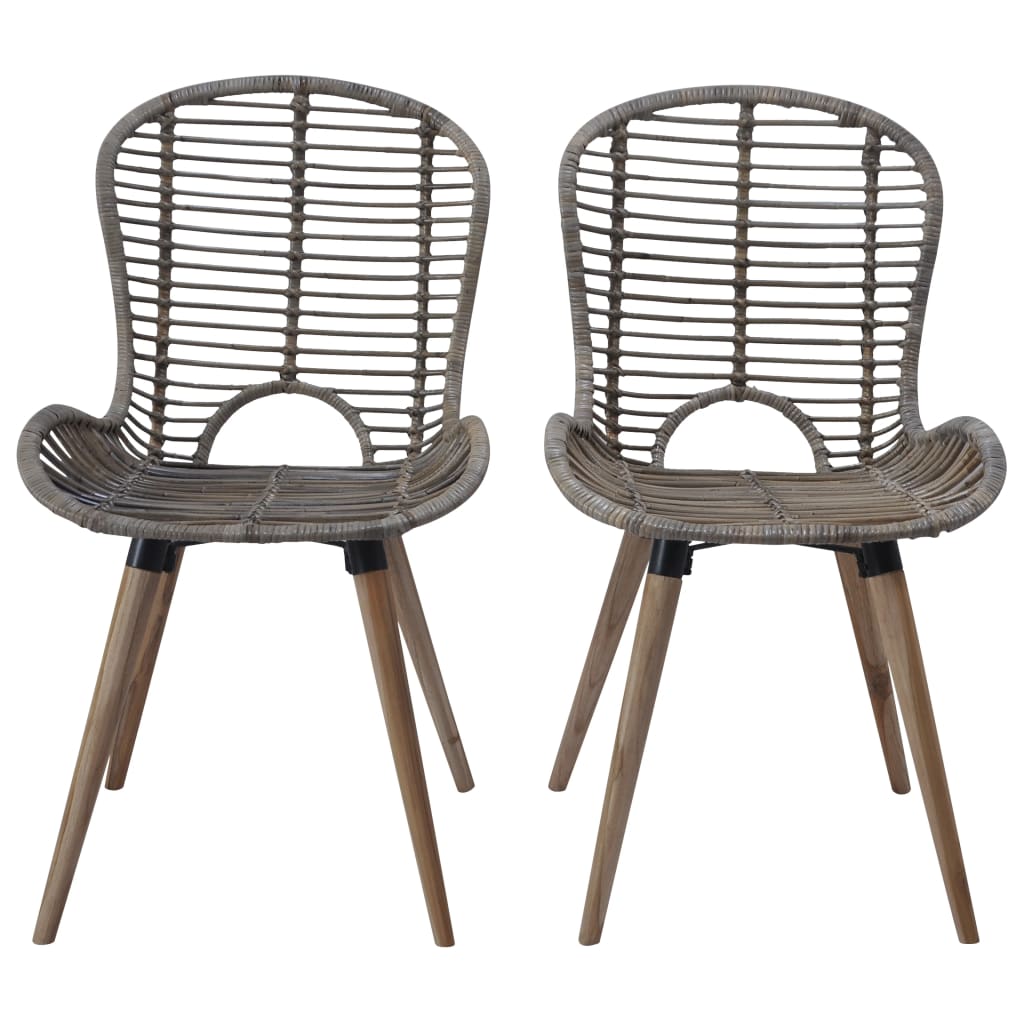 Sedie da Pranzo 2 pz Marroni in Rattan Naturale