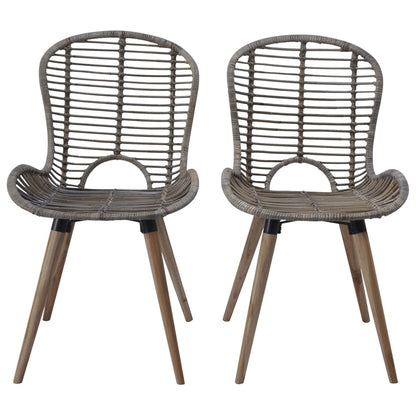 Sedie da Pranzo 2 pz Marroni in Rattan Naturale