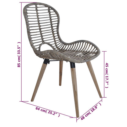 Sedie da Pranzo 4 pz Marroni in Rattan Naturale | homemem39