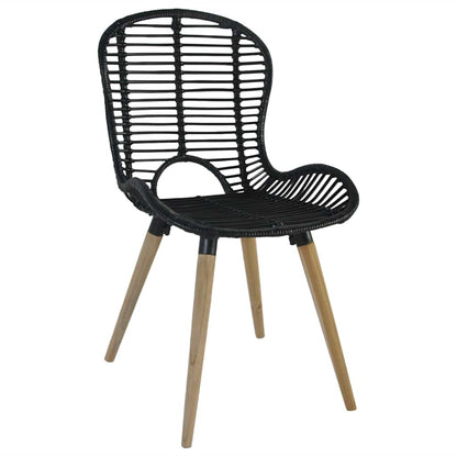Sedie da Pranzo 4 pz Nere in Rattan Naturale | homemem39