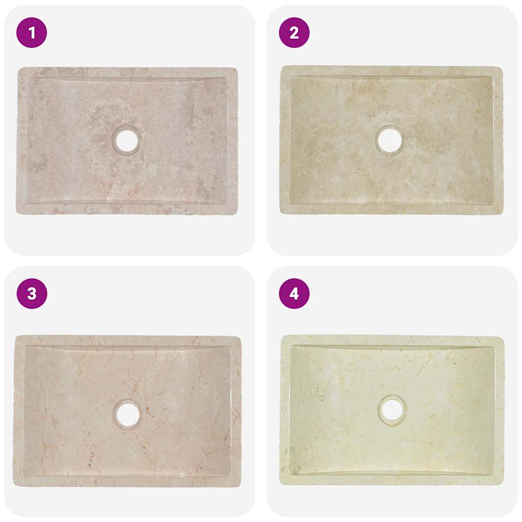 Lavello 45x30x12 cm Marmo Lucido Crema