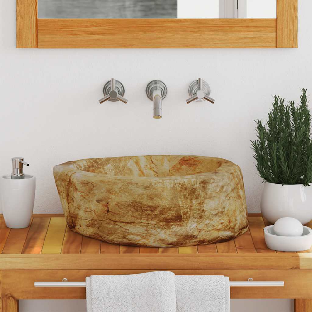 Lavandino 45x35x15 cm in Pietra Fossile Crema