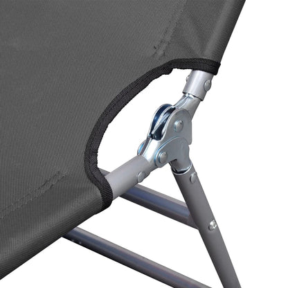 Folding Cot with Cushion and Adjustable Backrest Grey