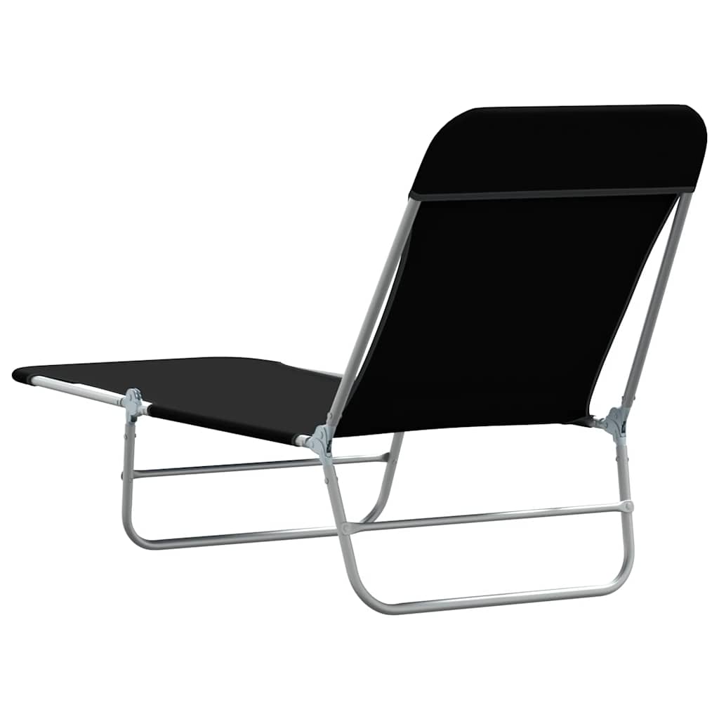 Lettini Prendisole Pieghevoli 2 pz in Acciaio e Tessuto Nero - homemem39