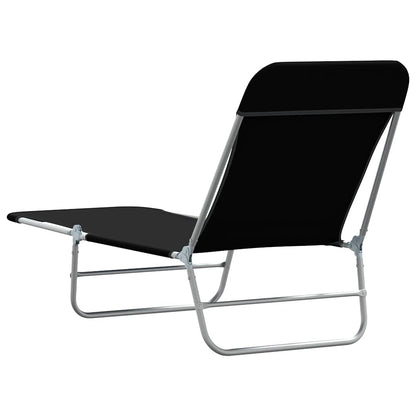 Lettini Prendisole Pieghevoli 2 pz in Acciaio e Tessuto Nero - homemem39