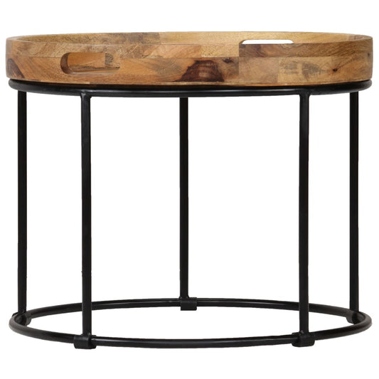 Tavolino da Salotto Legno Massello di Mango e Acciaio 50x40 cm | homemem39