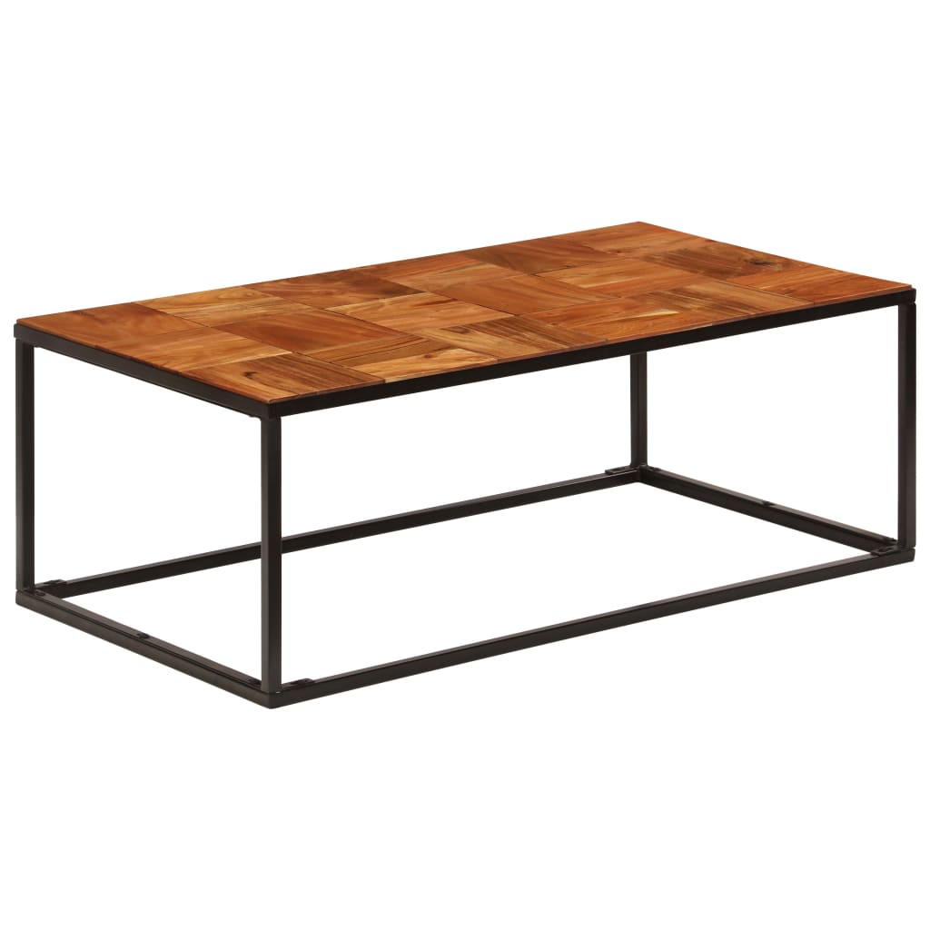Tavolino 110x60x40 cm in Legno Massello di Acacia e Acciaio | homemem39