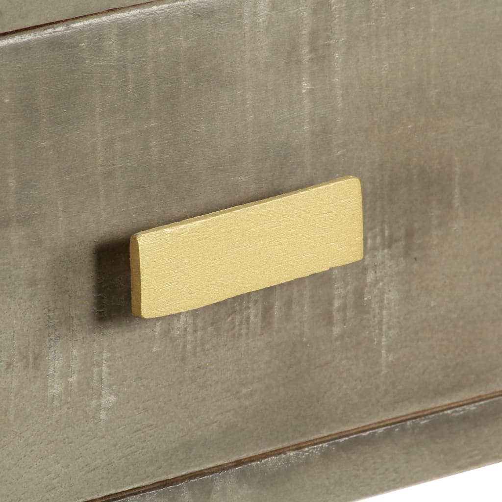 Tavolo Consolle Massello di Mango Grigio e Ottone 110x35x76 cm - homemem39
