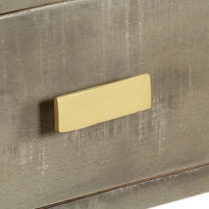 Tavolo Consolle Massello di Mango Grigio e Ottone 110x35x76 cm - homemem39