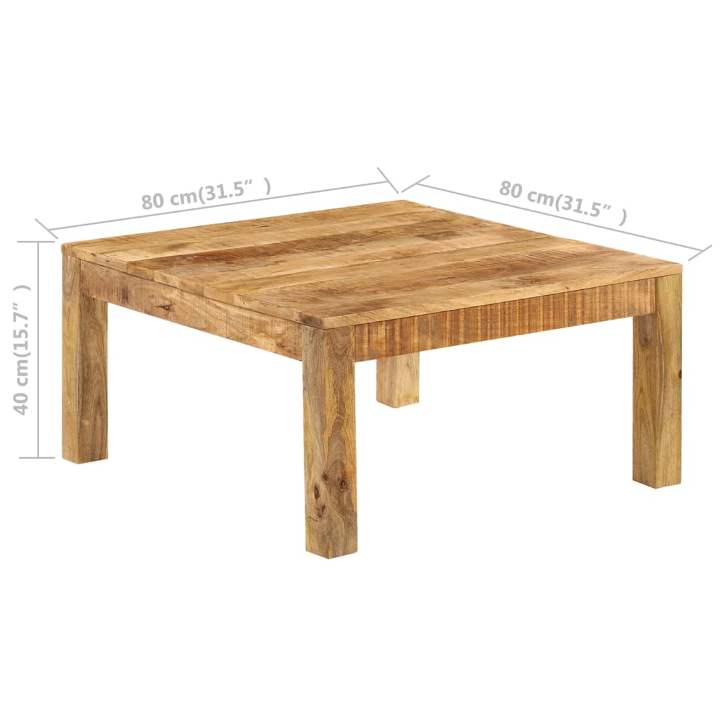 Tavolino da Salotto in Legno Massello di Mango 80x80x40cm | homemem39