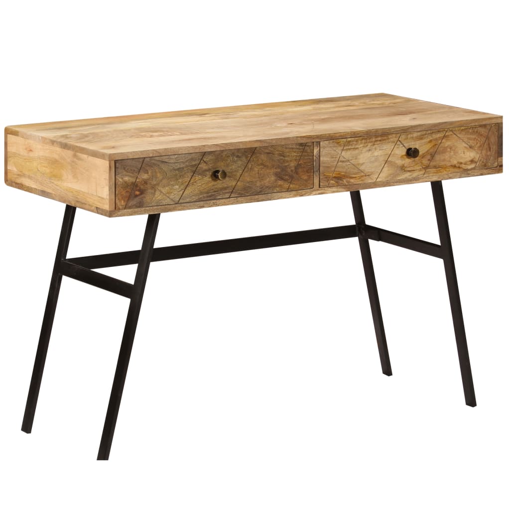 Scrivania con Cassetti in Legno Massello di Mango 110x50x76 cm