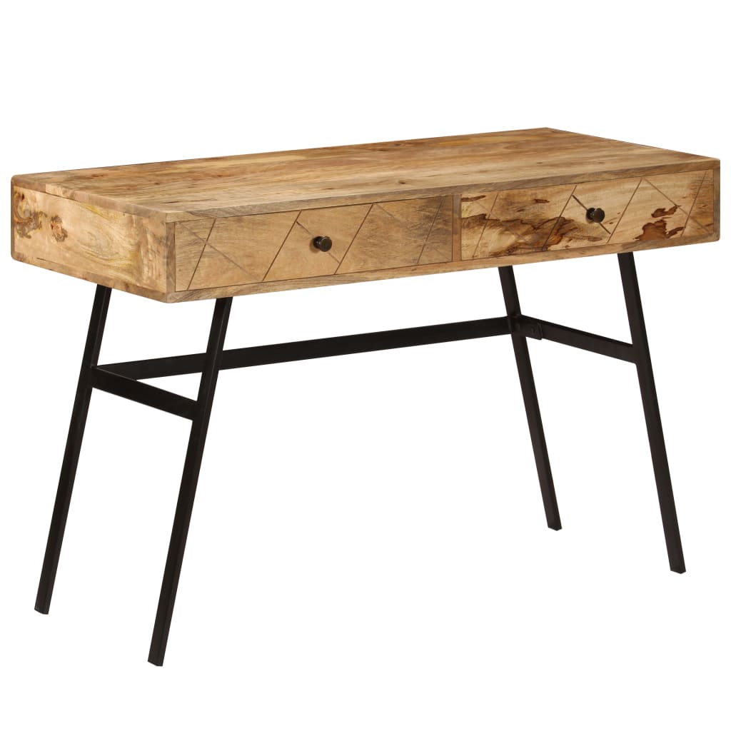 Scrivania con Cassetti in Legno Massello di Mango 110x50x76 cm