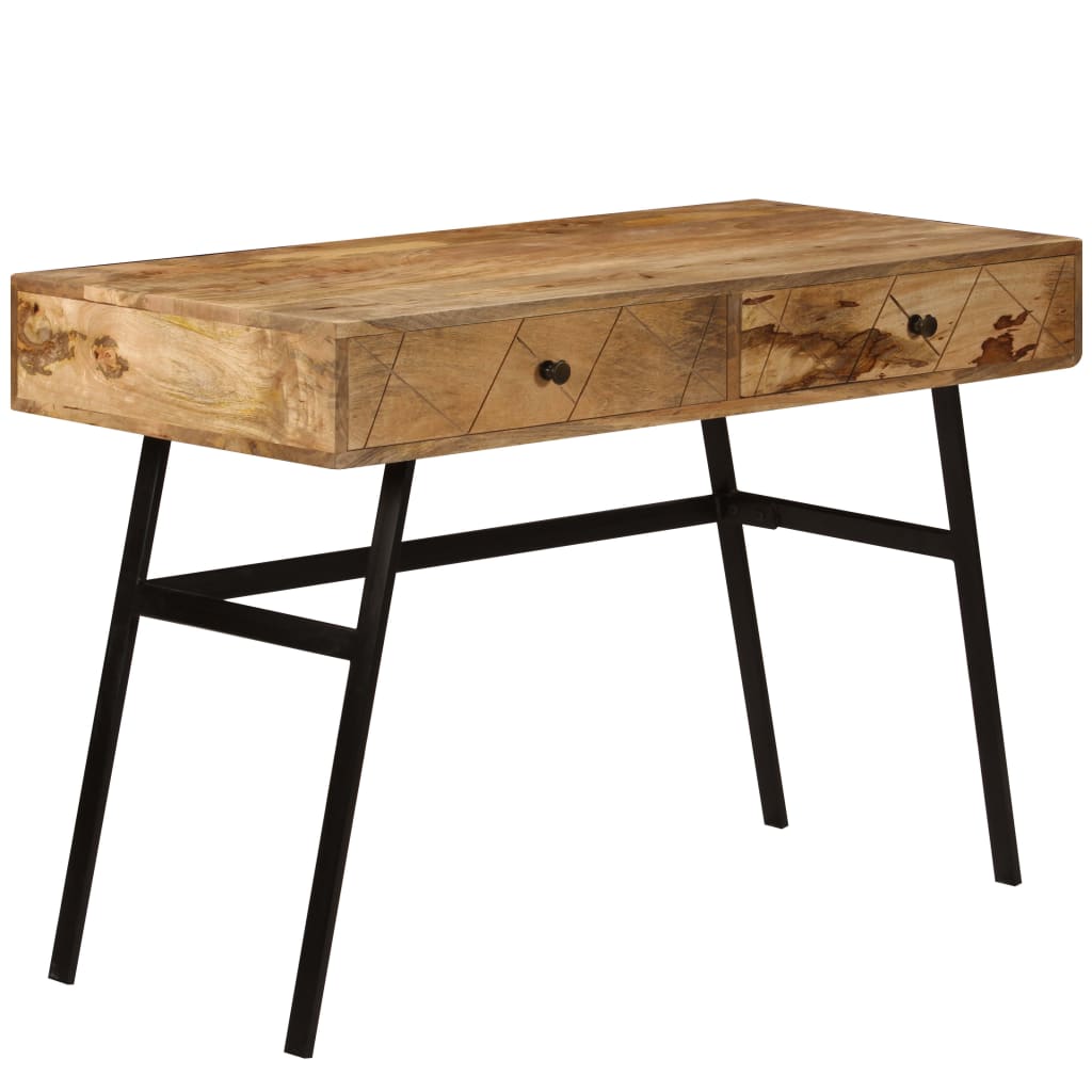 Scrivania con Cassetti in Legno Massello di Mango 110x50x76 cm