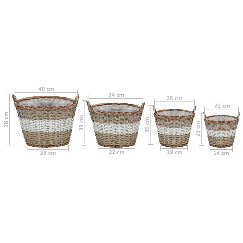 Letti Rialzati da Giardino 4 pz in Vimini e Rivestimento in PE - homemem39