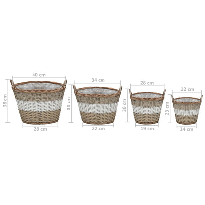 Letti Rialzati da Giardino 4 pz in Vimini e Rivestimento in PE - homemem39