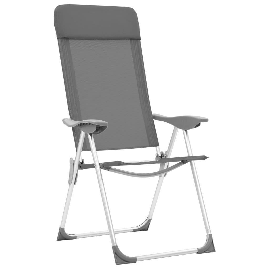 Klappbare Campingstühle 2 Stück Grau aus Aluminium