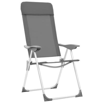 Klappbare Campingstühle 2 Stück Grau aus Aluminium