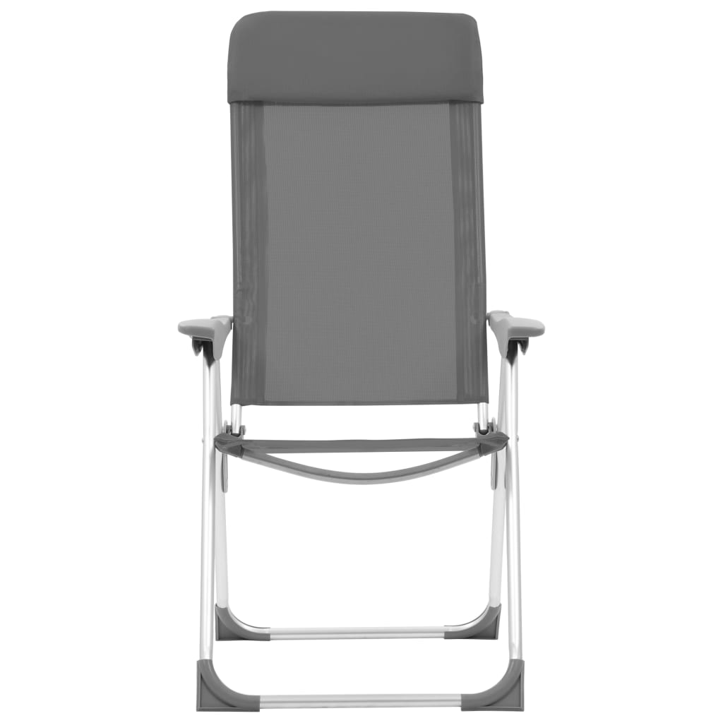 Klappbare Campingstühle 2 Stück Grau aus Aluminium