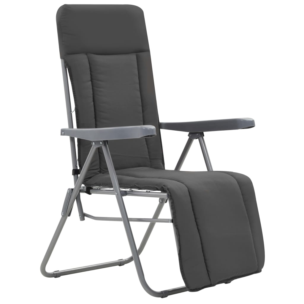 Sedie da Giardino Pieghevoli con Cuscino 2 pz Grigio | homemem39